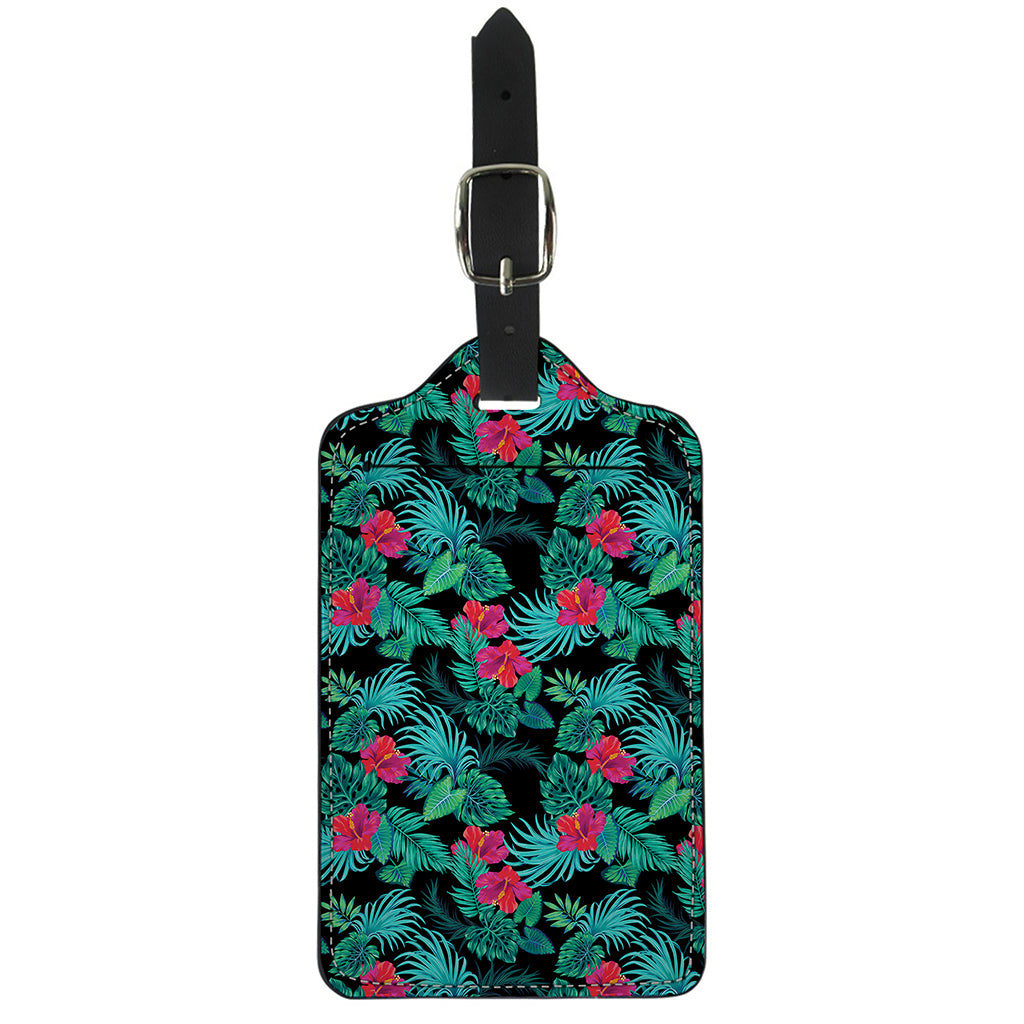 Turquoise Hawaiian Palm Leaves Print Luggage Tag