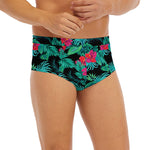 Turquoise Hawaiian Palm Leaves Print Men's Briefs