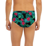 Turquoise Hawaiian Palm Leaves Print Men's Briefs