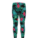 Turquoise Hawaiian Palm Leaves Print Men's leggings
