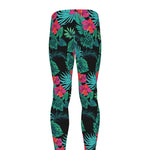 Turquoise Hawaiian Palm Leaves Print Men's leggings