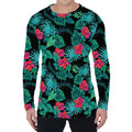 Turquoise Hawaiian Palm Leaves Print Men's Long Sleeve T-Shirt