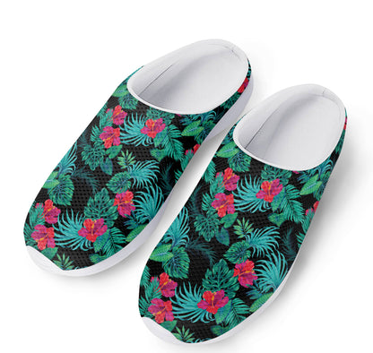 Turquoise Hawaiian Palm Leaves Print Mesh Casual Shoes
