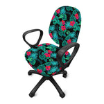 Turquoise Hawaiian Palm Leaves Print Office Chair Cover