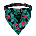 Turquoise Hawaiian Palm Leaves Print Over The Collar Dog Bandana