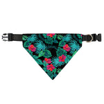 Turquoise Hawaiian Palm Leaves Print Over The Collar Dog Bandana