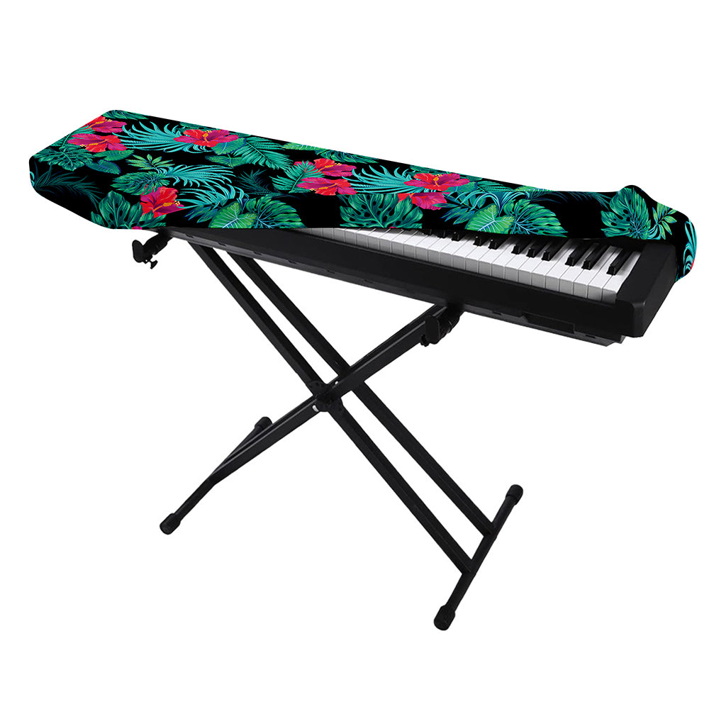 Turquoise Hawaiian Palm Leaves Print Piano Keyboard Cover