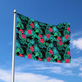Turquoise Hawaiian Palm Leaves Print Polyester Flag