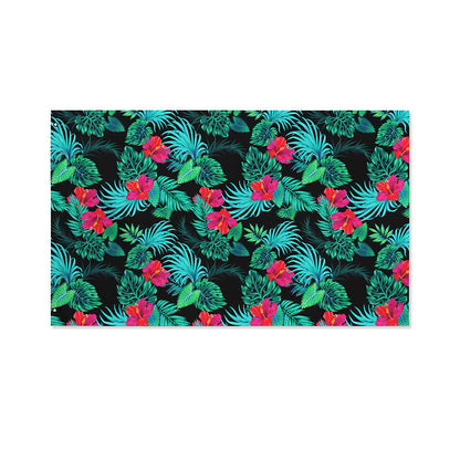 Turquoise Hawaiian Palm Leaves Print Polyester Flag