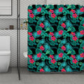 Turquoise Hawaiian Palm Leaves Print Polyester Shower Curtain