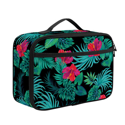 Turquoise Hawaiian Palm Leaves Print Portable Lunch Bag