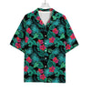 Turquoise Hawaiian Palm Leaves Print Rayon Hawaiian Shirt