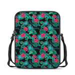 Turquoise Hawaiian Palm Leaves Print Rectangular Crossbody Bag