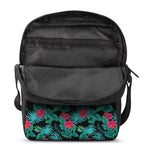 Turquoise Hawaiian Palm Leaves Print Rectangular Crossbody Bag