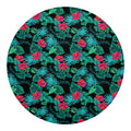 Turquoise Hawaiian Palm Leaves Print Round Blanket