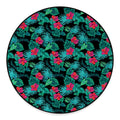 Turquoise Hawaiian Palm Leaves Print Round Floor Mat