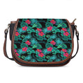 Turquoise Hawaiian Palm Leaves Print Saddle Bag