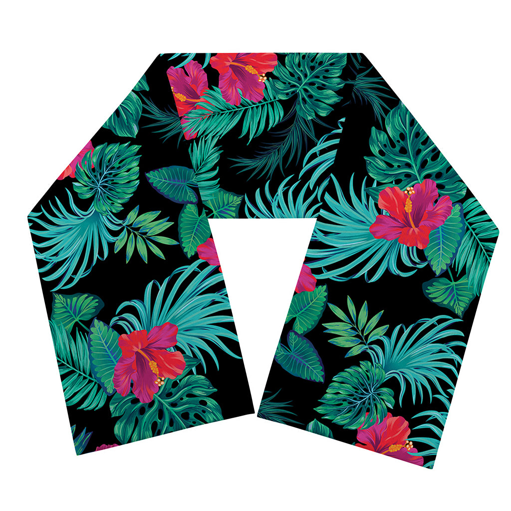 Turquoise Hawaiian Palm Leaves Print Scarf