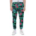 Turquoise Hawaiian Palm Leaves Print Joggers