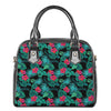 Turquoise Hawaiian Palm Leaves Print Shoulder Handbag