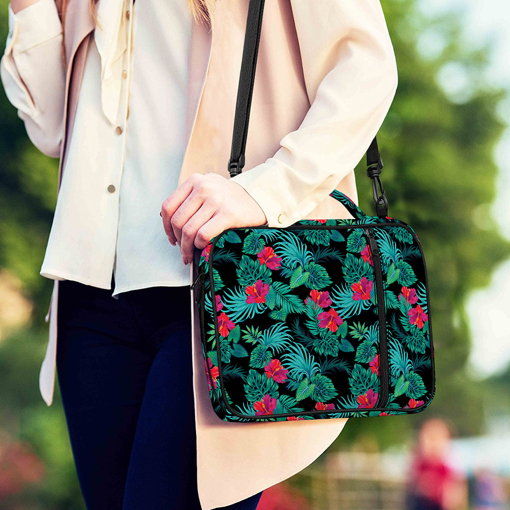 Turquoise Hawaiian Palm Leaves Print Shoulder Strap Bible Bag
