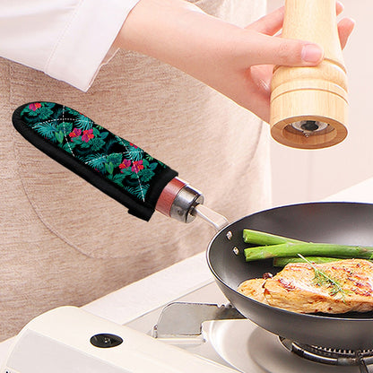 Turquoise Hawaiian Palm Leaves Print Skillet Handle Cover