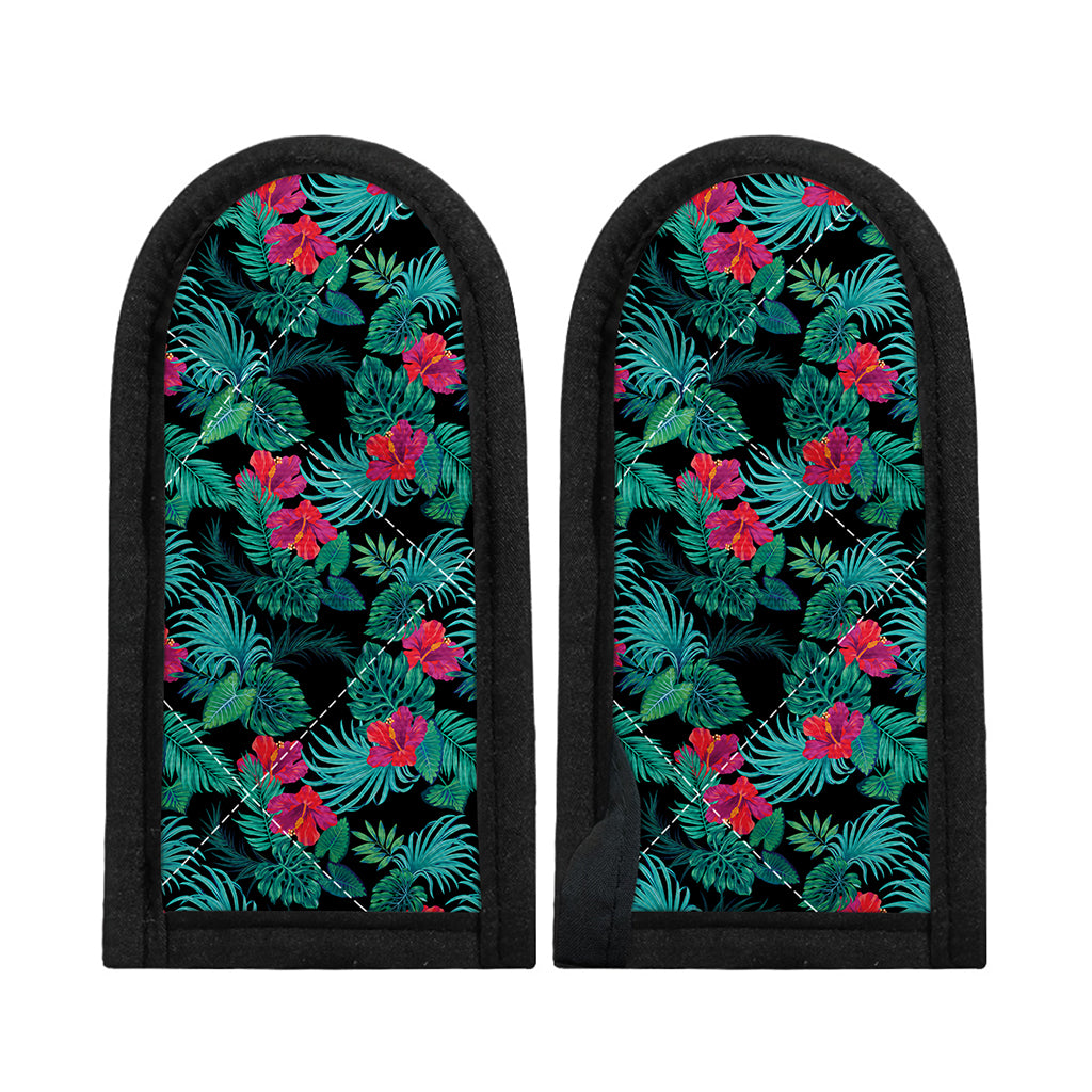 Turquoise Hawaiian Palm Leaves Print Skillet Handle Cover