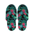 Turquoise Hawaiian Palm Leaves Print Slippers