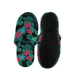 Turquoise Hawaiian Palm Leaves Print Slippers
