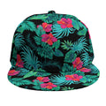 Turquoise Hawaiian Palm Leaves Print Snapback Cap
