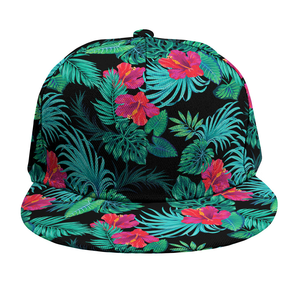 Turquoise Hawaiian Palm Leaves Print Snapback Cap