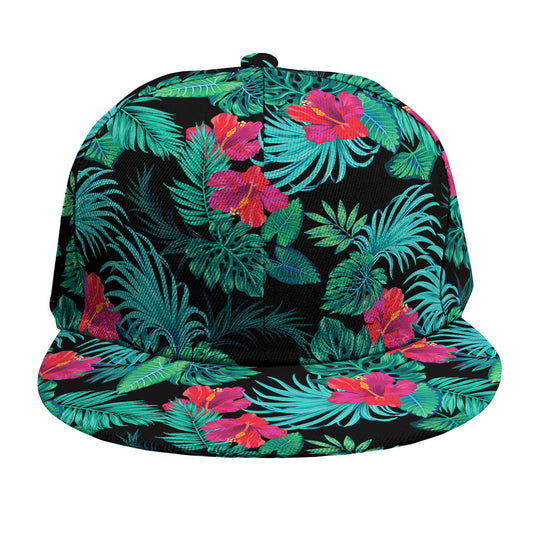 Turquoise Hawaiian Palm Leaves Print Snapback Cap