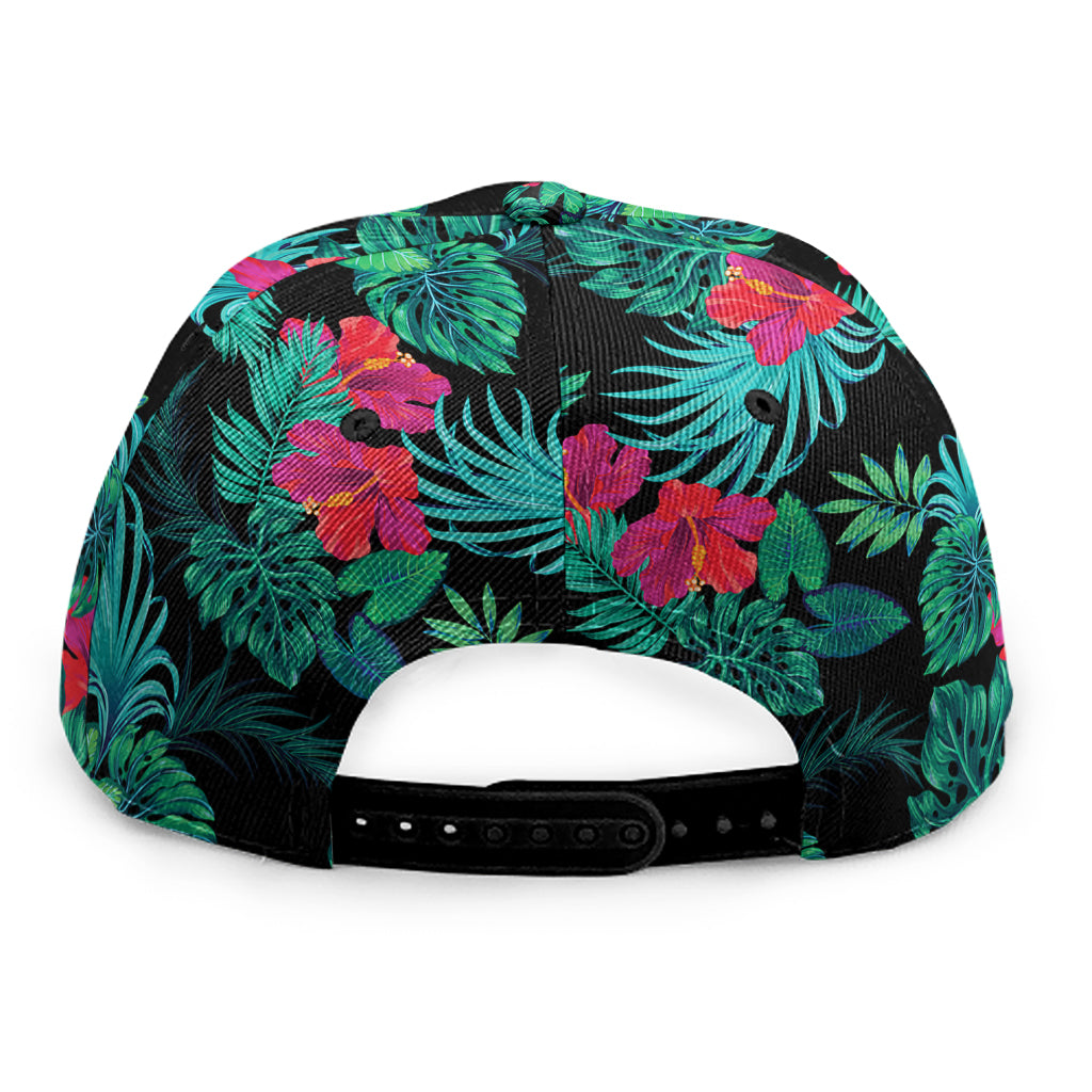 Turquoise Hawaiian Palm Leaves Print Snapback Cap