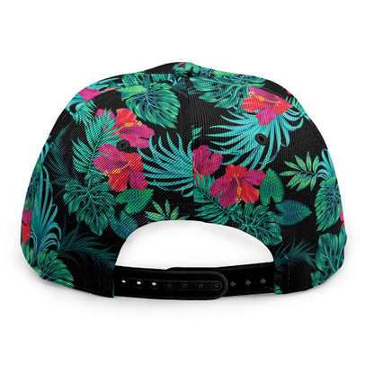 Turquoise Hawaiian Palm Leaves Print Snapback Cap