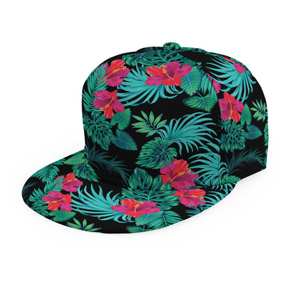 Turquoise Hawaiian Palm Leaves Print Snapback Cap
