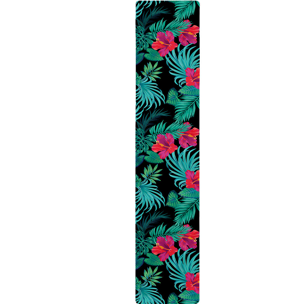 Turquoise Hawaiian Palm Leaves Print Table Runner