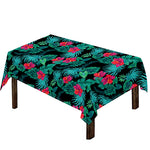 Turquoise Hawaiian Palm Leaves Print Tablecloth