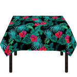 Turquoise Hawaiian Palm Leaves Print Tablecloth