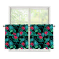 Turquoise Hawaiian Palm Leaves Print Tier Curtains