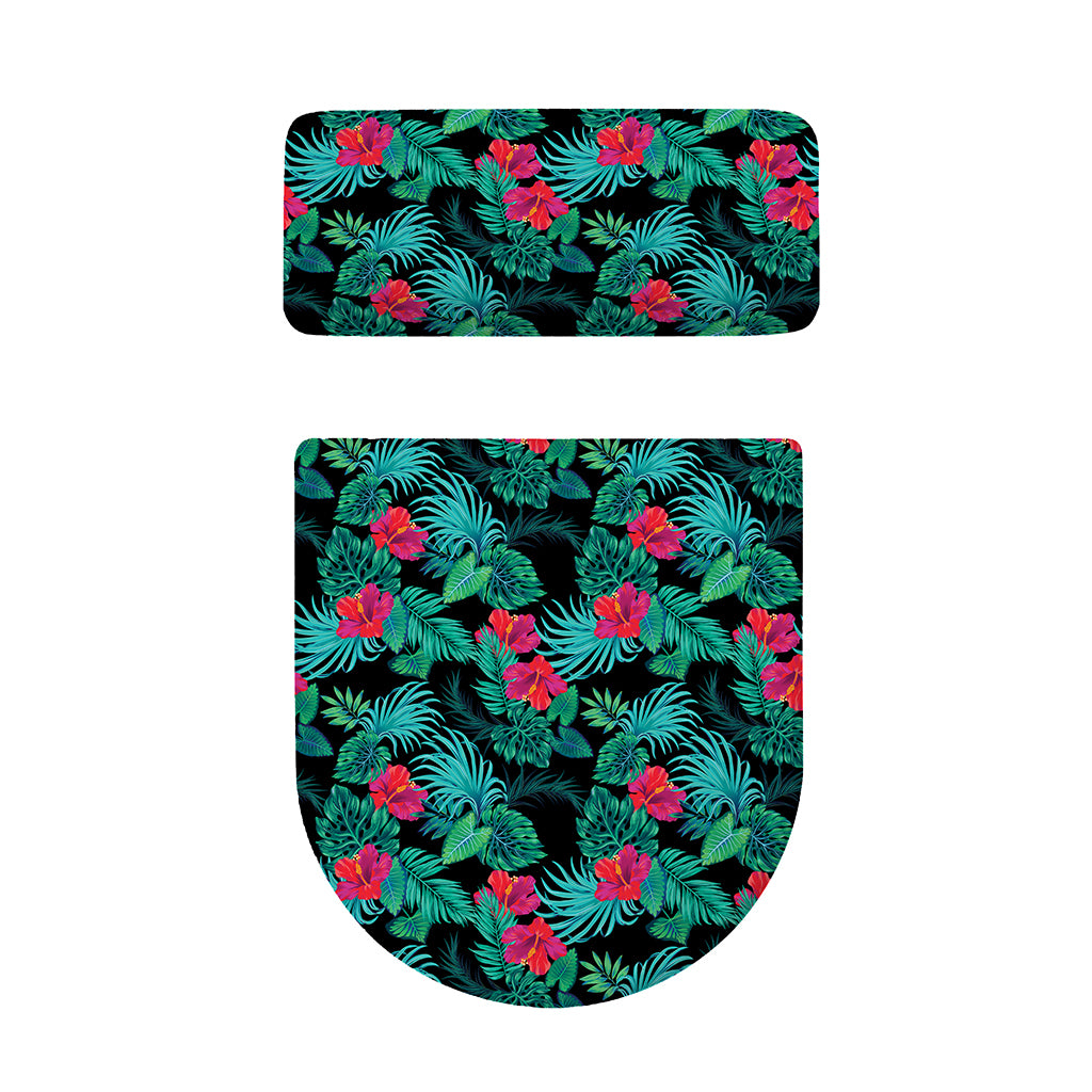 Turquoise Hawaiian Palm Leaves Print Toilet Lid And Tank Cover Set