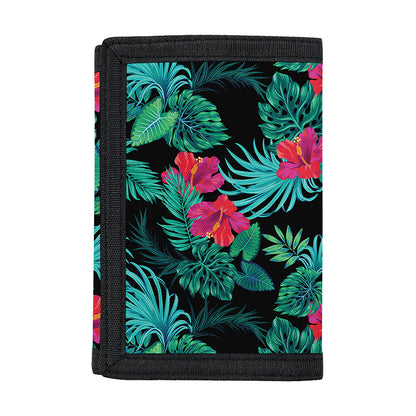 Turquoise Hawaiian Palm Leaves Print Trifold Wallet