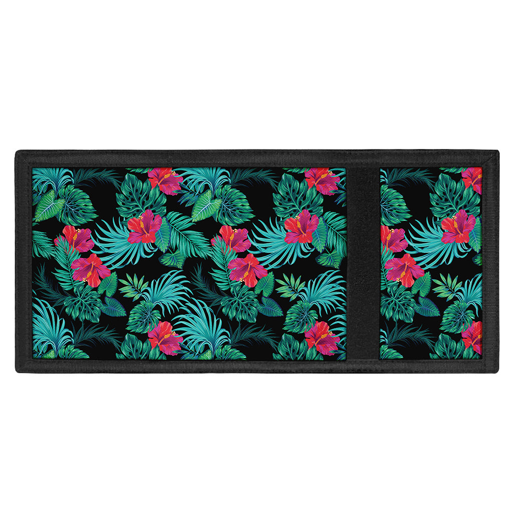 Turquoise Hawaiian Palm Leaves Print Trifold Wallet