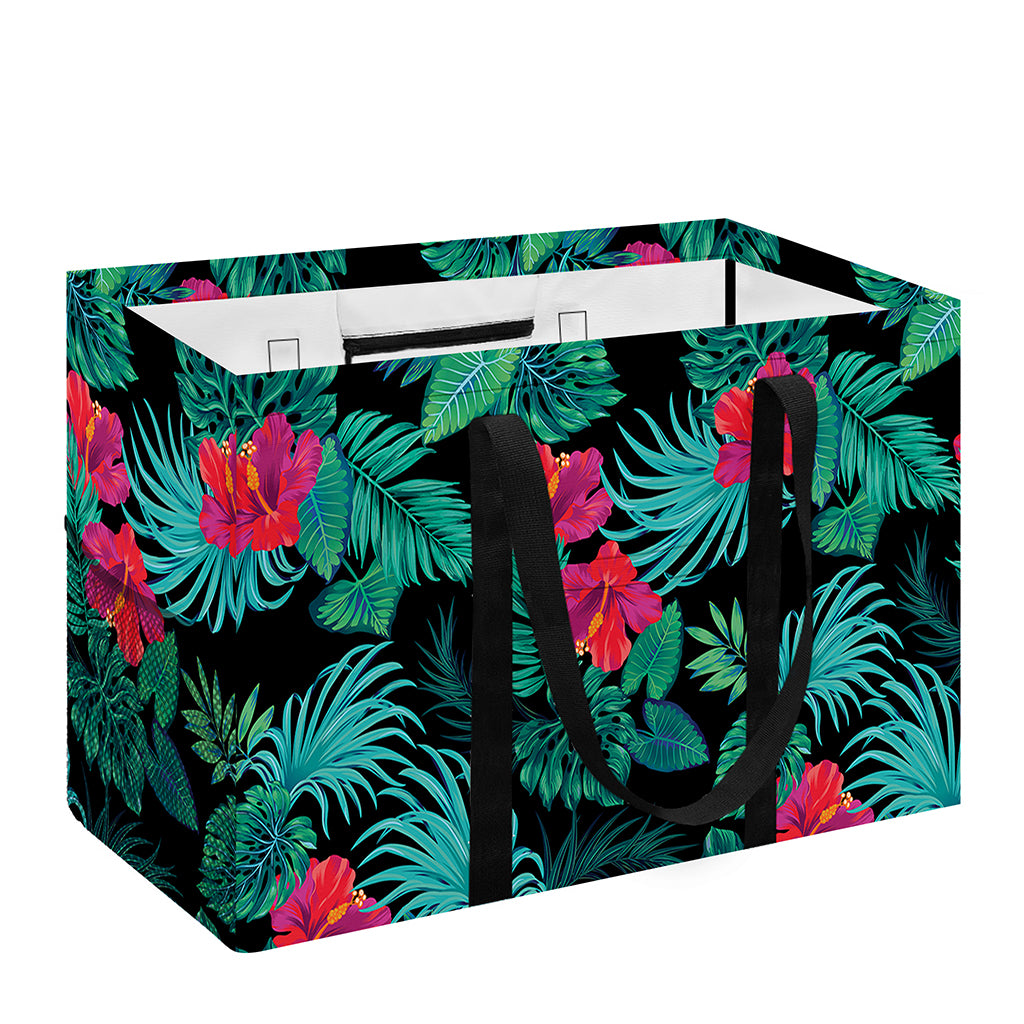 Turquoise Hawaiian Palm Leaves Print Utility Tote Bag