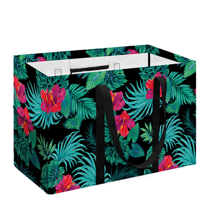 Turquoise Hawaiian Palm Leaves Print Utility Tote Bag