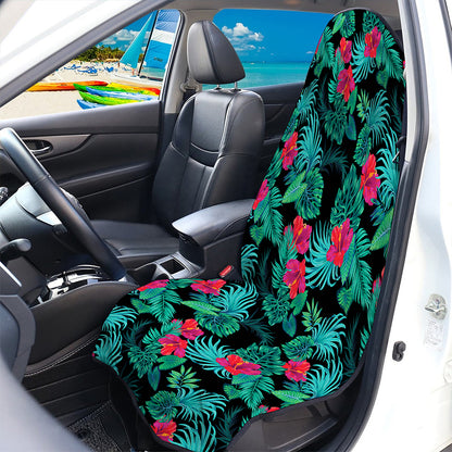 Turquoise Hawaiian Palm Leaves Print Waterproof Car Seat Cover
