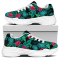 Turquoise Hawaiian Palm Leaves Print White Chunky Shoes