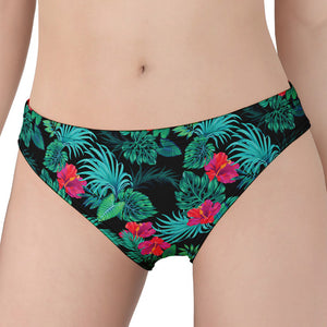 Turquoise Hawaiian Palm Leaves Print Women's Panties