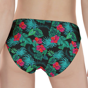 Turquoise Hawaiian Palm Leaves Print Women's Panties