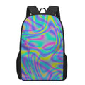 Turquoise Holographic Trippy Print 17 Inch Backpack
