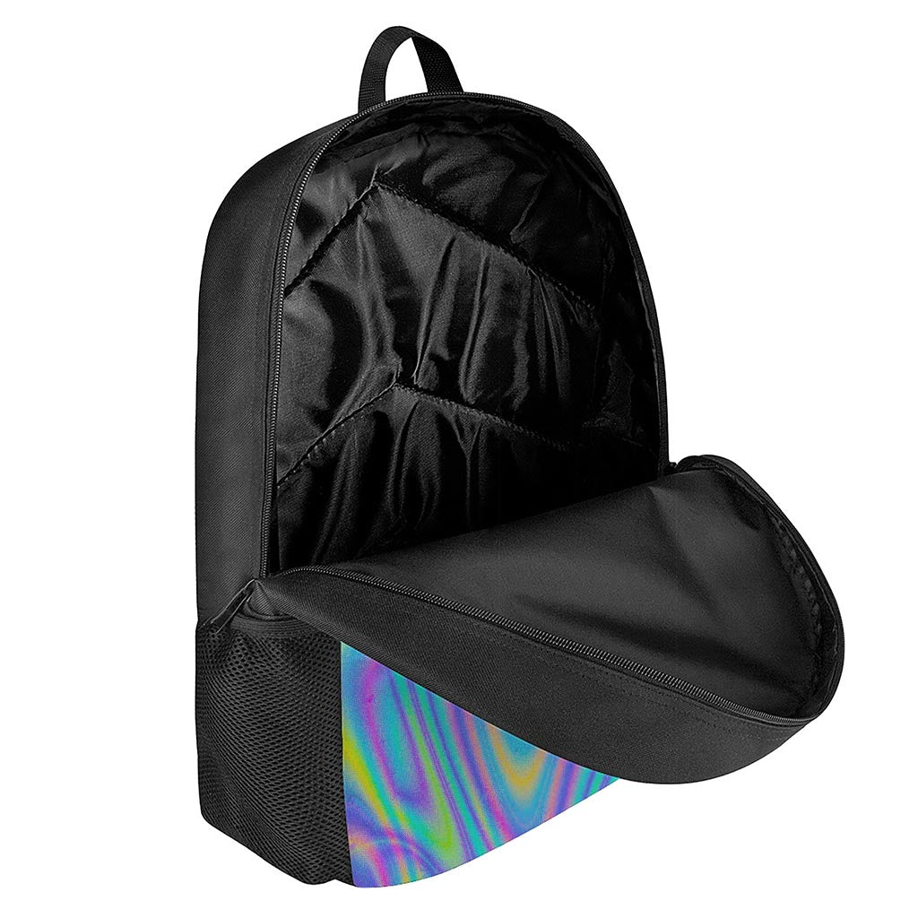 Turquoise Holographic Trippy Print 17 Inch Backpack